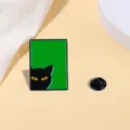 Black cat enamel pin cute green background brooch animal badge for backpack apparel accessories - Black Cat Side Head Style (A16-6-625)