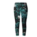 Leggings da yoga da donna con stampa teschio gotico e rose blu, pantaloni fitness elastici. - 3XL / Parte Inferiore (Stile 7)