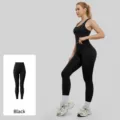 Pantaloni da yoga fitness a vita alta neri, leggings sportivi elasticizzati per allenamento. - Taglia S / Pantaloni e gonne / Nero