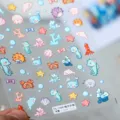 Maritime 3D gepraegte Nagelsticker mit niedlichen Seepferdchen, Walen und Seesternen. - TS-1169 Ozean Paradies - Geprägt