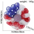 Independence Day red white blue mesh wreath 38cm patriotic front door hanging decor. - Independence Day Mesh Wreath