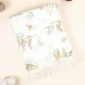 Baumwolle Musselin Baby Fransen Decke Waldtiere Druck Kinderwagen Decke Sommer Tuch - Fuchs