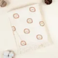 Baumwolle Baby Fransen Decke, beigefarbene Kinderwagen Decke mit Löwen Print und weichem Gaze. - Löwe
