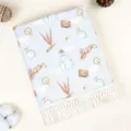 Baumwoll Gaze Babydecke Kinderwagen Reise Print Fransen hellblau weich für Kleinkind - Heißluftballon