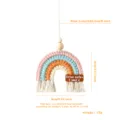 Handcrafted woven rainbow car hanging ornament with wooden beads and inspiring quote tag. - Orange Multi (K68748)