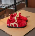 Scarpe sportive rosse da bambino autunno nuovo stile scarpe carine con design per ragazze - Taglia 31 (Interno 19,5 cm) / Stile Rosso Patchwork Ricamo Impronta di Animale / Rosso