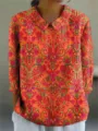 Γυναικείο Πουκάμισο Μακρυμάνικο Retro Paisley Print Casual Στυλ για Άνοιξη και Φθινόπωρο - XS / Tops / Μπαρόκ Πορτοκαλί Κόκκινο Τύπωμα