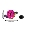 Cute funny pink donut fitness metal enamel pin lapel badge for clothes backpack decoration. - Donut