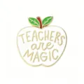 Teacher apple enamel pin cute gold plated metal brooch badge for school graduation gift - White Apple-TEACHERS are MAGIC