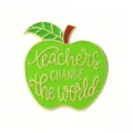 Cute apple enamel pin teacher appreciation brooch gold metal badge gift for educators - Green Apple-Teachers change the world