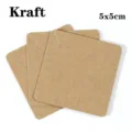 Kraft paper jewelry cards, 5x5cm square earring holder display tags for necklace packaging. - 5x5cm (50 Pieces/Pack) / Khaki