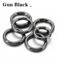 Gun black round spring metal snap hooks detail view for DIY crafts and keychains. - 25mm (5 Pieces) / Gunmetal