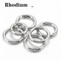 Silver metal spring O-rings openable spring buckles for DIY jewelry keychain making. - White K/Silver