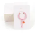 Pink metal ring accessory detail with flower charm and white display card background. - 50Pcs/Bag / White