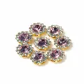 Pink rhinestone round flower button DIY hair accessories jewelry craft crystal diamond charm - 9.4mm / Light Pink
