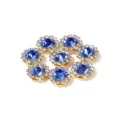 Blue rhinestone flower buttons, gold base DIY craft accessories for hair bow decoration 10pcs - 9.4mm / Blue