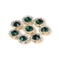 Round rhinestone buttons with green crystal center and gold base for DIY hair accessories. - 9.4mm / Dark Green