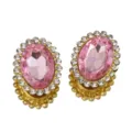 Strass ovale en verre rose DIY accessoire cheveux tournesol dore cristal composant - Rose