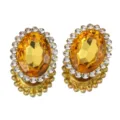 Strass ovales double couche or accessoires de cheveux DIY et composants d'artisanat. - Jaune