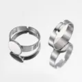 Stainless steel adjustable blank ring settings with flat pad trays for DIY jewelry crafts. - 10mm Tray
