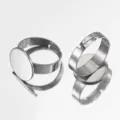 Detail shot of stainless steel adjustable blank ring trays for DIY jewelry making accessories. - 12mm Tray