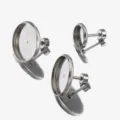 Edelstahl Rohling Ohrstecker mit Verschluss für DIY Schmuckherstellung Details Ansicht. - 6mm / Silber