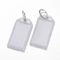 Transparent plastic key tags with split rings for luggage labeling and key classification. - 5.7x1.8cm / White Dashed Line