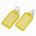 Plastic key tags with split rings yellow luggage label luggage tags pack of two for keys - 5.7x1.8cm / Yellow Dashed Line