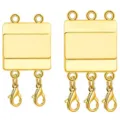 Gold multi strand magnetic clasp set double and triple row lobster clasps for DIY jewelry making. - 2-Row Jewelry Clasp - Smooth Large / 1 Piece/Pack / Gold