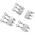 Close-up view of silver magnetic multi-strand clasps with lobster hooks for DIY jewelry making. - 2-Row Jewelry Clasp - Smooth Small / 1 Piece/Pack / Silver