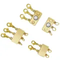 Gold magnetic multi strand necklace clasps layered bracelet connectors DIY jewelry making parts. - 2-Row Jewelry Clasp - Smooth Small / 1 Piece/Pack / Gold