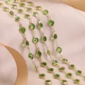 Gold bezel green zircon chain DIY jewelry making supply necklace bracelet charm 1m - Green Rhinestone Chain / KC Gold