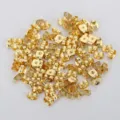 100 piezas partes de pendientes de mariposa de acero inoxidable dorado para bricolaje - 10 Piezas/Paquete / Dorado