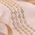 Gold bezel crystal zircon chain for DIY jewelry making necklace bracelet accessories - Clear Rhinestone Chain / KC Gold