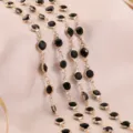Catena cristallo zircone incastonato dorato per creazione gioielli fai da te collana. - Catena di Strass Nera / Oro KC