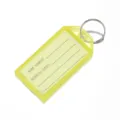 Yellow plastic key tag luggage label with metal split ring and name address insert card SKU - 5.7x1.8cm / Yellow-English