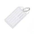 Transparent plastic key tag with metal split ring blank label marker for luggage classification. - 5.7x1.8cm / White - English