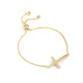Verstelbare kruis armband met zirkonia stenen in gouden kleur voor dames sieraden. - Kruis Hanger Armband / Goud