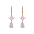 Elegante roségouden oorbellen met sprankelende zirkoniastenen in peer- en marquise-slijpsel. - Roségoud