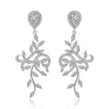 Zilveren zirkoon wijnstok blad oorbellen bruiloft feest kristal hangende sieraden - Wijnrank Waterdruppel Hanger Stijl / Platina