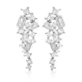 Lange zilveren oorbellen met kubieke zirkonia en verschillende geometrische stenen. - Geplatineerde Waterdruppel Stijl (EP5507) / Zilver