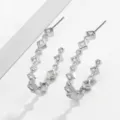 C-Vormige Gekartelde Stijl (EP5538) / Zilver met Witte Zirconia
