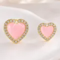 Hart oorknopjes / Goud-Roze Oorbellen