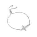 Verstelbare zilveren armband met zijdelings kruis en sprankelende zirkonia voor dagelijks - Kruis Hanger Armband / Zilver
