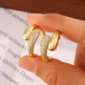 Elegante 18k vergulde C-vormige strass slangen oorbellen, chique modieuze sieraden. - C-Vormige Serpentijnstijl (EP5994) / Goud