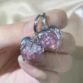Chique roze hart kristal oorbellen met smeltend lava ontwerp voor zoete coole stijlen. - Stijl C Roze Hart