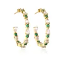 Onregelmatige Traan Zirconia (EP5568) / Goud met Groene en Witte Zirconia