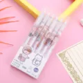 Cute boxed retractable gel pens set, 0.5mm black ink, 6 pieces of cartoon student stationery. - Girls / 6-Piece Pack