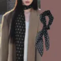 Nieuwe zwarte polkadot zijden sjaal vrouwen mode Franse veelzijdige halsdoek chic - Zwarte Stip