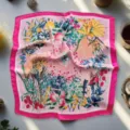 Retro botanical fruit print square silk scarf women elegant neckerchief accessory detail - 12 Selection by Image